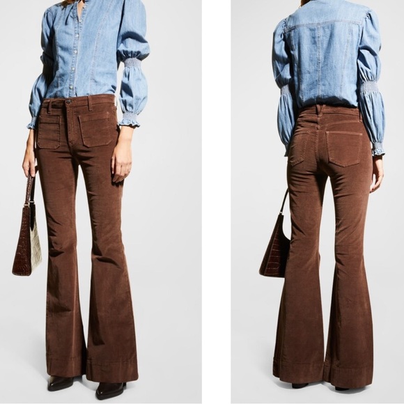 Veronica Beard Sheridan Bell Bottom Flare Corduroy Pants in Brown Size 25 - Picture 5 of 15